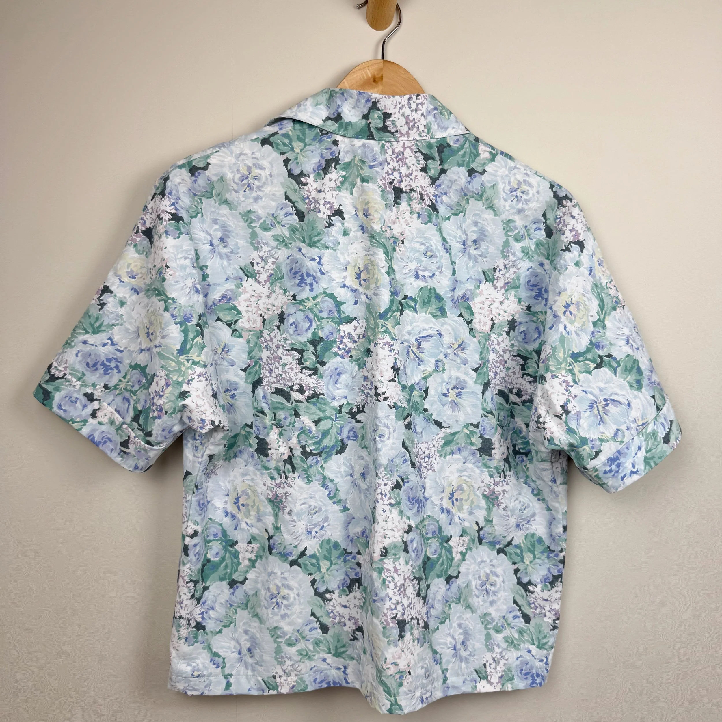 Handmade oversized floral blouse from vintage cotton, sustainable upcycled top