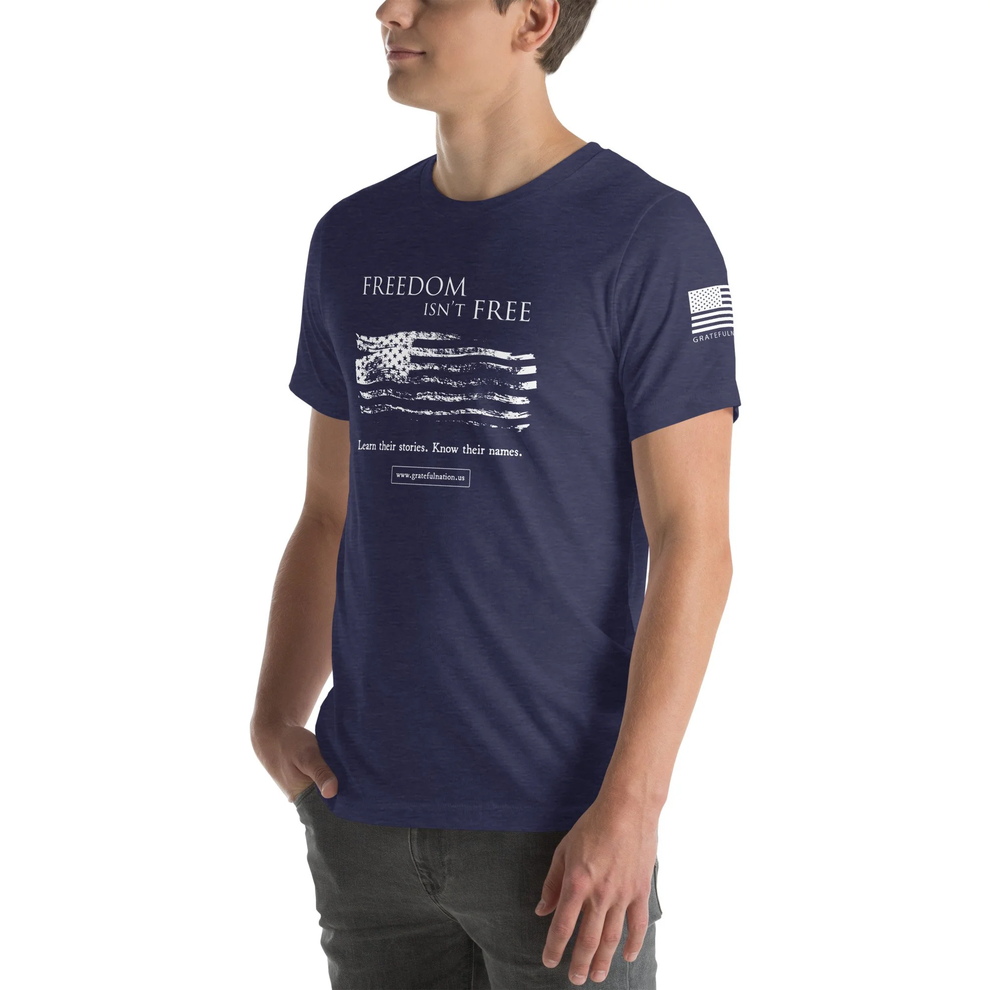 unisex-staple-t-shirt-heather-midnight-navy-left-front-66327b0dc4668.jpg