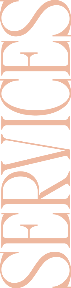 Vertical text that reads 'SERVICES' in pink.