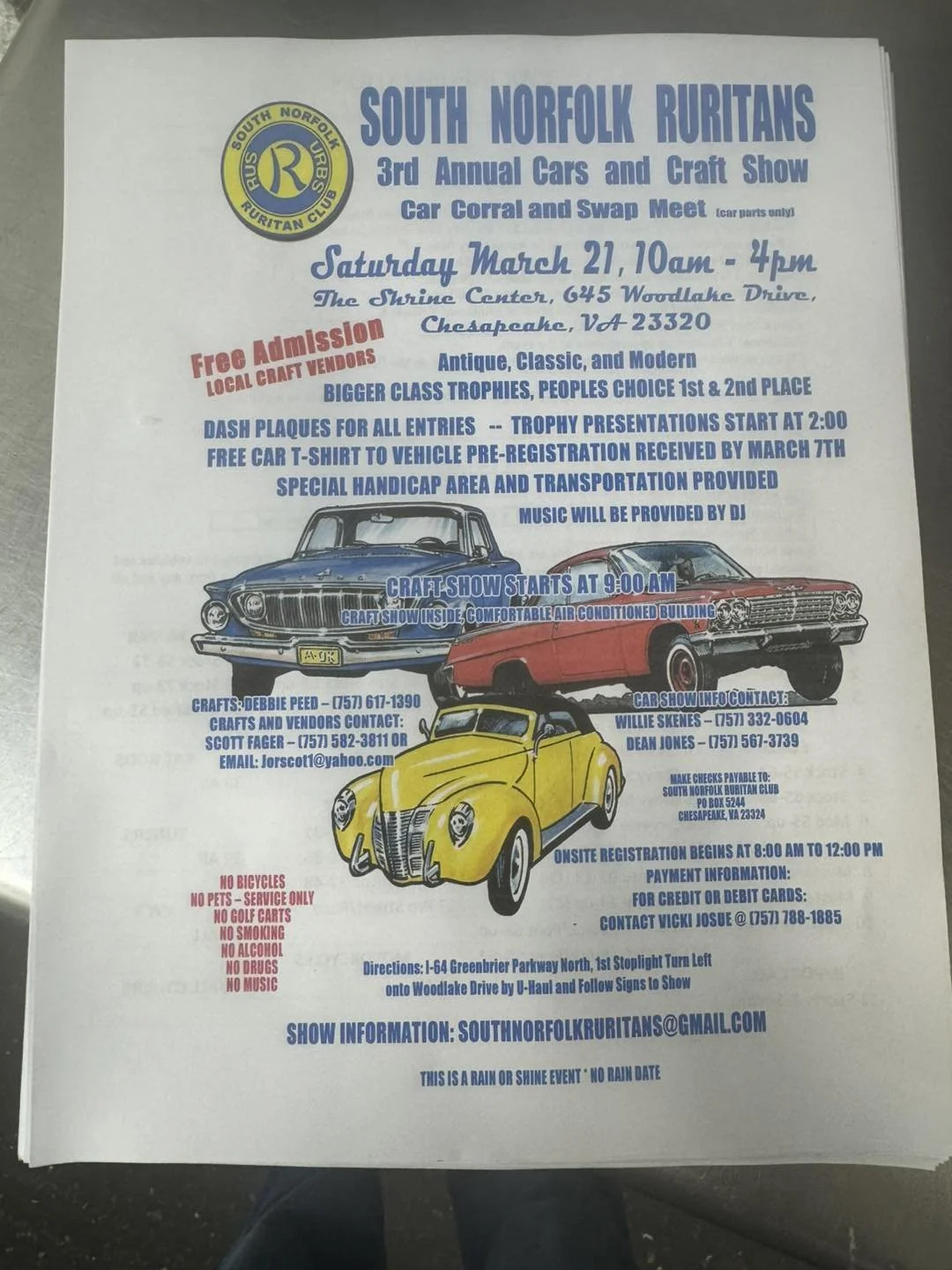 South Norfolk Ruritans Cars And Craft Show | Mar 21st