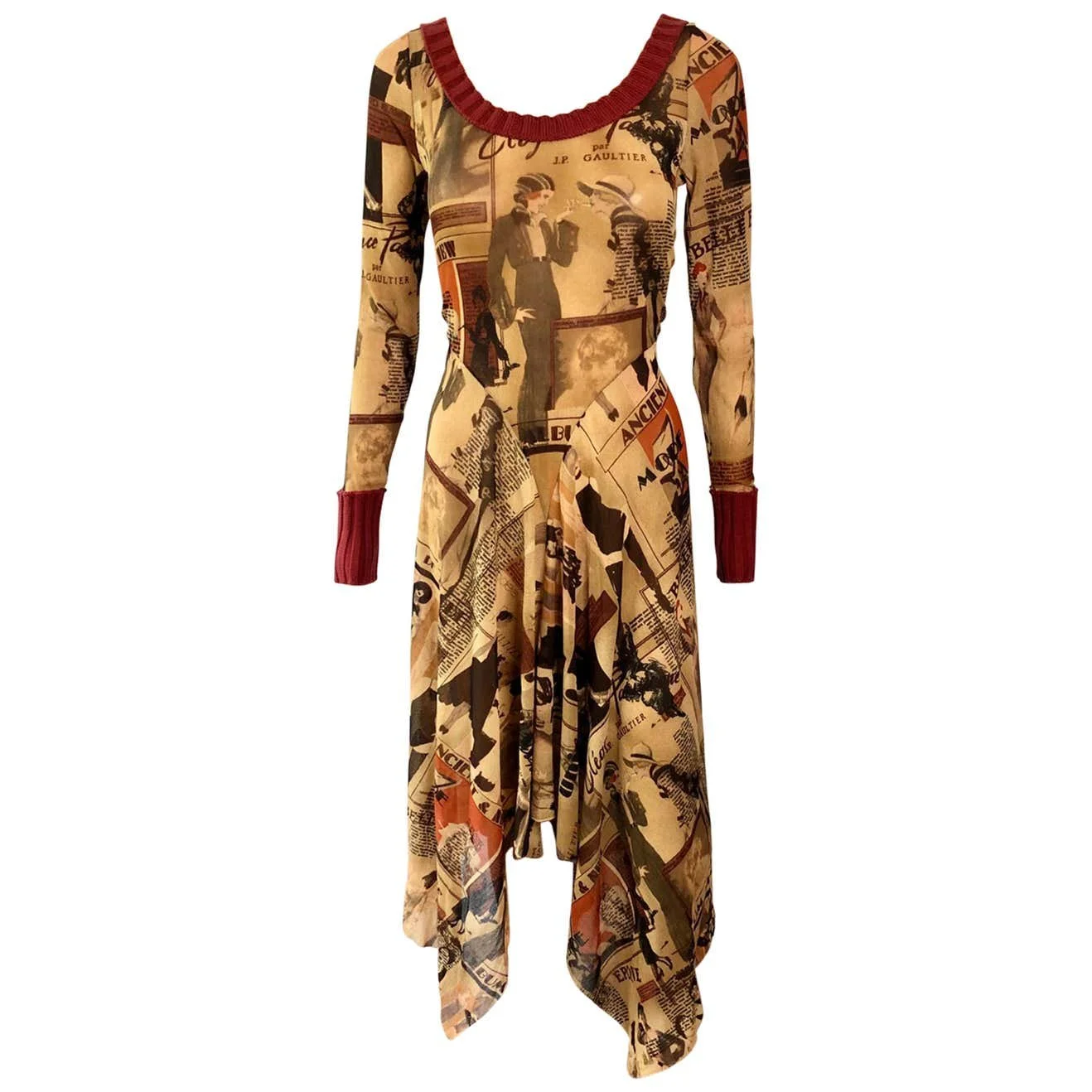 Jean Paul Gaultier S/S 1996 Vintage Belle Epoque Print Mesh Maxi Dress OpulentAddict Jean Paul Gaultier S/S 1996 Vintage Belle Epoque Print Mesh Maxi Dress OpulentAddict