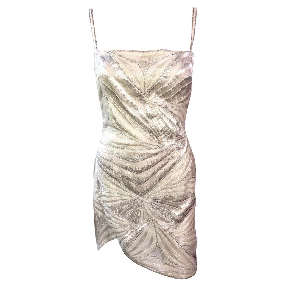 Atelier Versace Haute Couture F/W 1998 Embellished Sheer Cutout Mini Dress OpulentAddict Atelier Versace Haute Couture F/W 1998 Embellished Sheer Cutout Mini Dress OpulentAddict