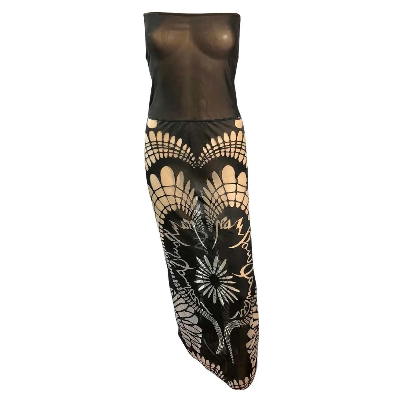 Jean Paul Gaultier Soleil S/S 2001 Logo Semi-Sheer Bodycon Mesh 