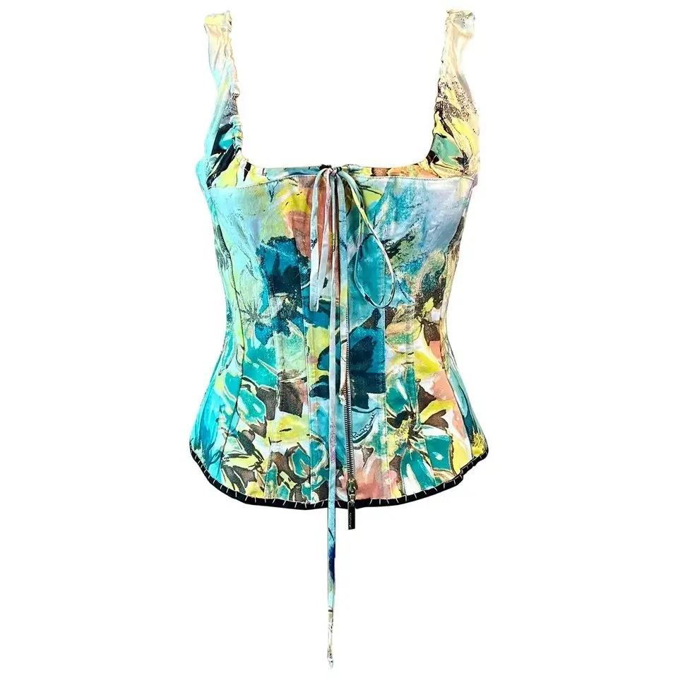 fig London♡ Carol bustier Zara Floral Corset Bustier Structured Top Size XSmall New