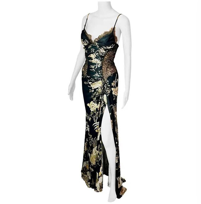 Roberto Cavalli F/W 2006 Unworn Bustier Sheer Lace Panels Floral Evening Dress 

Dress available now @opulentaddict 

The same print was seen on the runway on Gemma Ward as well as on Victoria Beckham and Bar Refaeli.
.
.
#pinkpantheress #robertocava