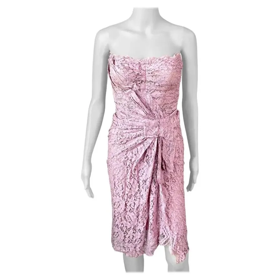 Dolce & Gabbana S/S 2012 Unworn Bustier Corset Lace Lilac Midi Dress   OpulentAddict