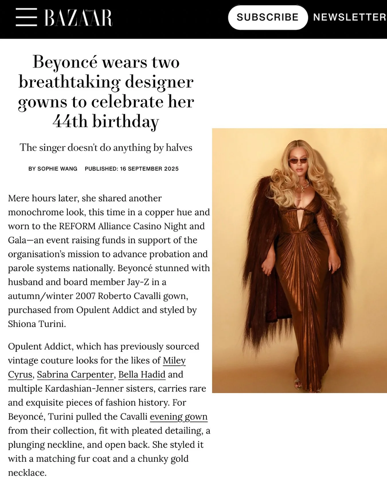 Thank you so much to @s0phiewang for including us in her @harpersbazaarus article about the Roberto Cavalli dress that @beyonce purchased from @opulentaddict !
.
.
.
.
.
.
#beyonce #robertocavalli #vintage #style #outfit #instafashion #instastyle #lo