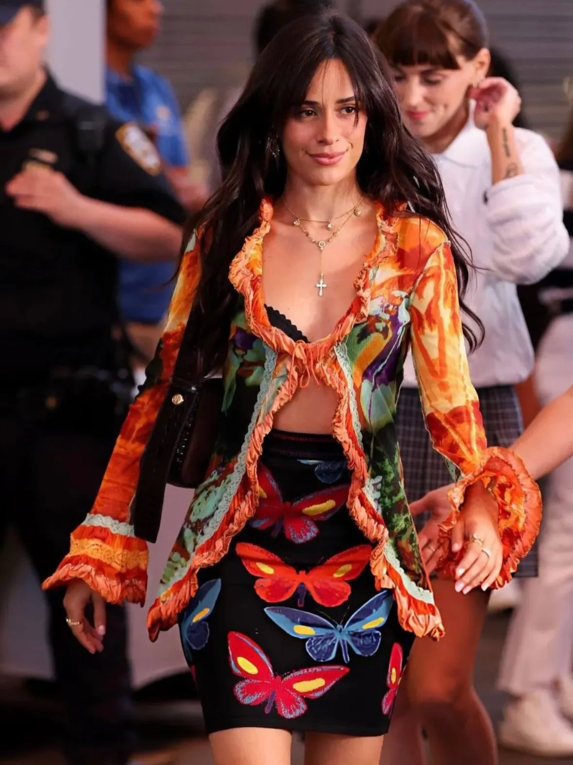 🦋🦋🦋 @camila_cabello wearing Fall 1991 Azzedine Ala&iuml;a skirt purchased from @opulentaddict to the US Open! Styled by @ronnie_hart and assisted by @ashleywsandoval ! This skirt was previously seen on the Fall 1991 runway in the longer version as