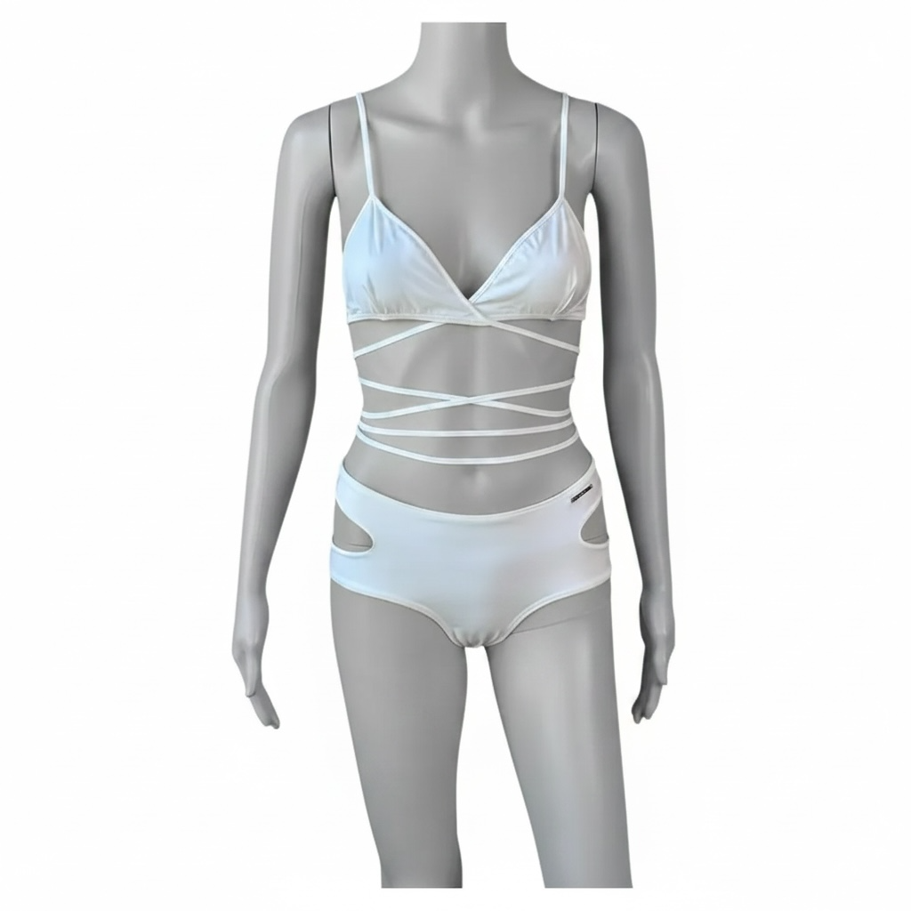 Tom Ford for Gucci S/S 2000 Runway Wrap Ivory Two-Piece Bikini Swimsuit Swimwear