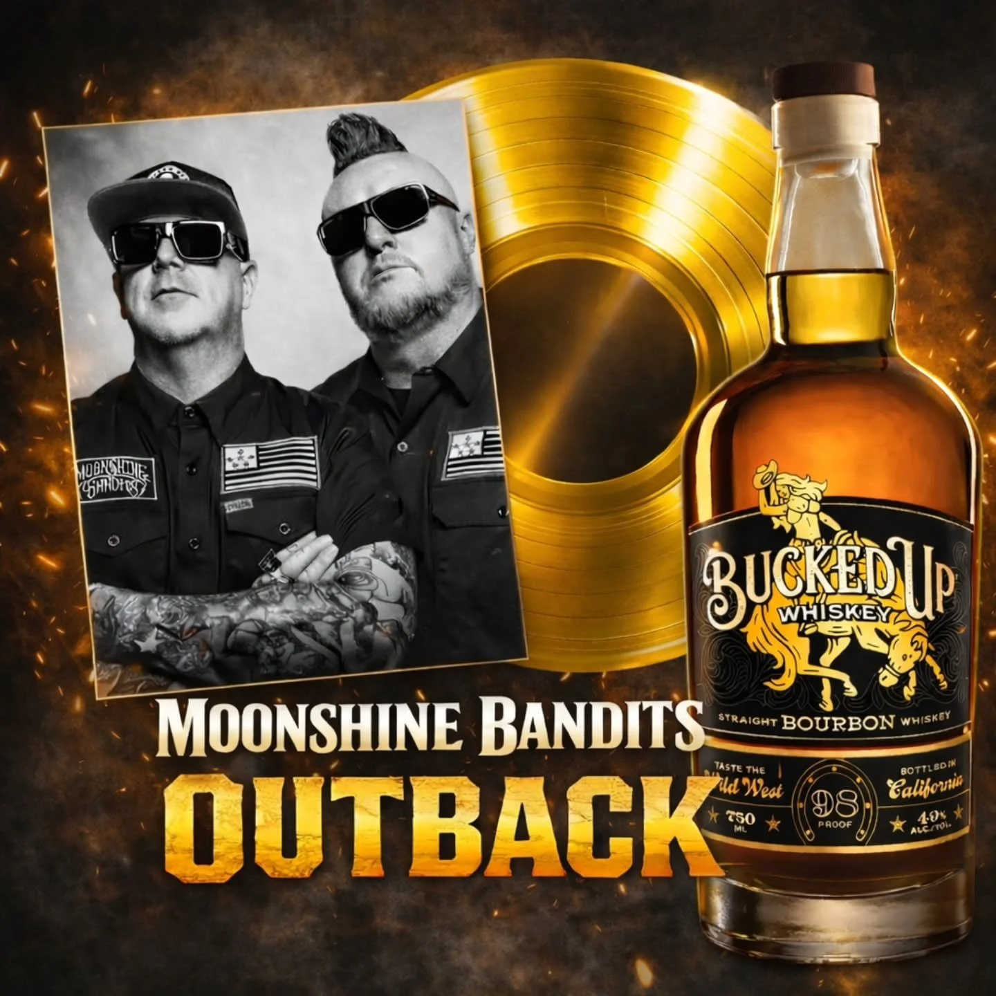 🥇 CERTIFIED GOLD CALLS FOR GOLD. 🥃

Moonshine Bandits&rsquo; &ldquo;Outback&rdquo; just went RIAA GOLD &mdash;
500,000 sold &amp; streamed and counting.

When the plaques turn gold, the bottle should too.

Bucked Up Bourbon Gold was made for moment