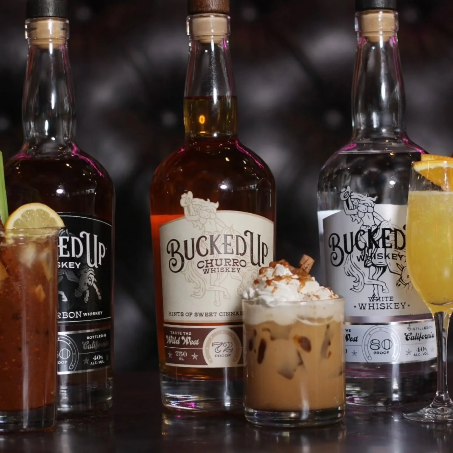🥓🍊 Breakfast, Bucked Up. ☕️🥃

Three whiskeys. Three morning-worthy cocktails. No rules before noon.

🥃 Bucked Up Bourbon &mdash; Breakfast Bloody Buck

Bold, savory, and unapologetic.
Bucked Up Bourbon shaken into a rich Bloody Mary base, finishe