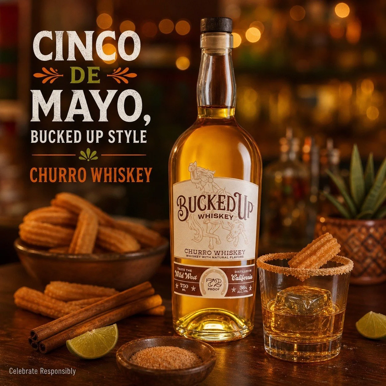 Cinco de Mayo, Bucked Up style.

Raise a glass to warm cinnamon, smooth whiskey, and a little Wild West attitude. Bucked Up Churro Whiskey brings the churro-inspired flavor to the celebration.

#BuckedUpWhiskey #ChurroWhiskey #CincoDeMayo #WhiskeyLov