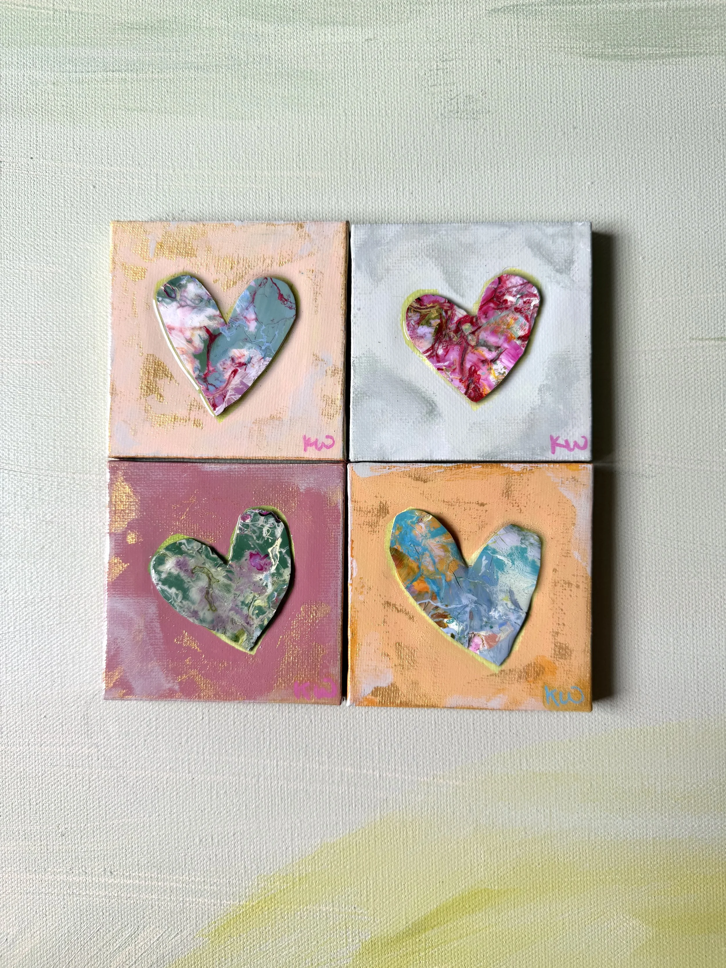 mini paint peel hearts + easel