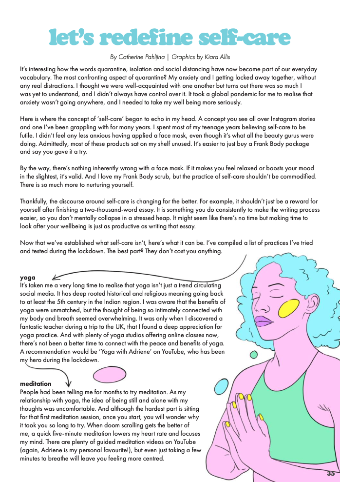 'let's redefine self-care'
for Judy's Punch magazine
