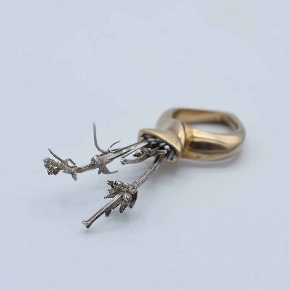 Vase Ring, bronze, sterling silver, pewter, 2022