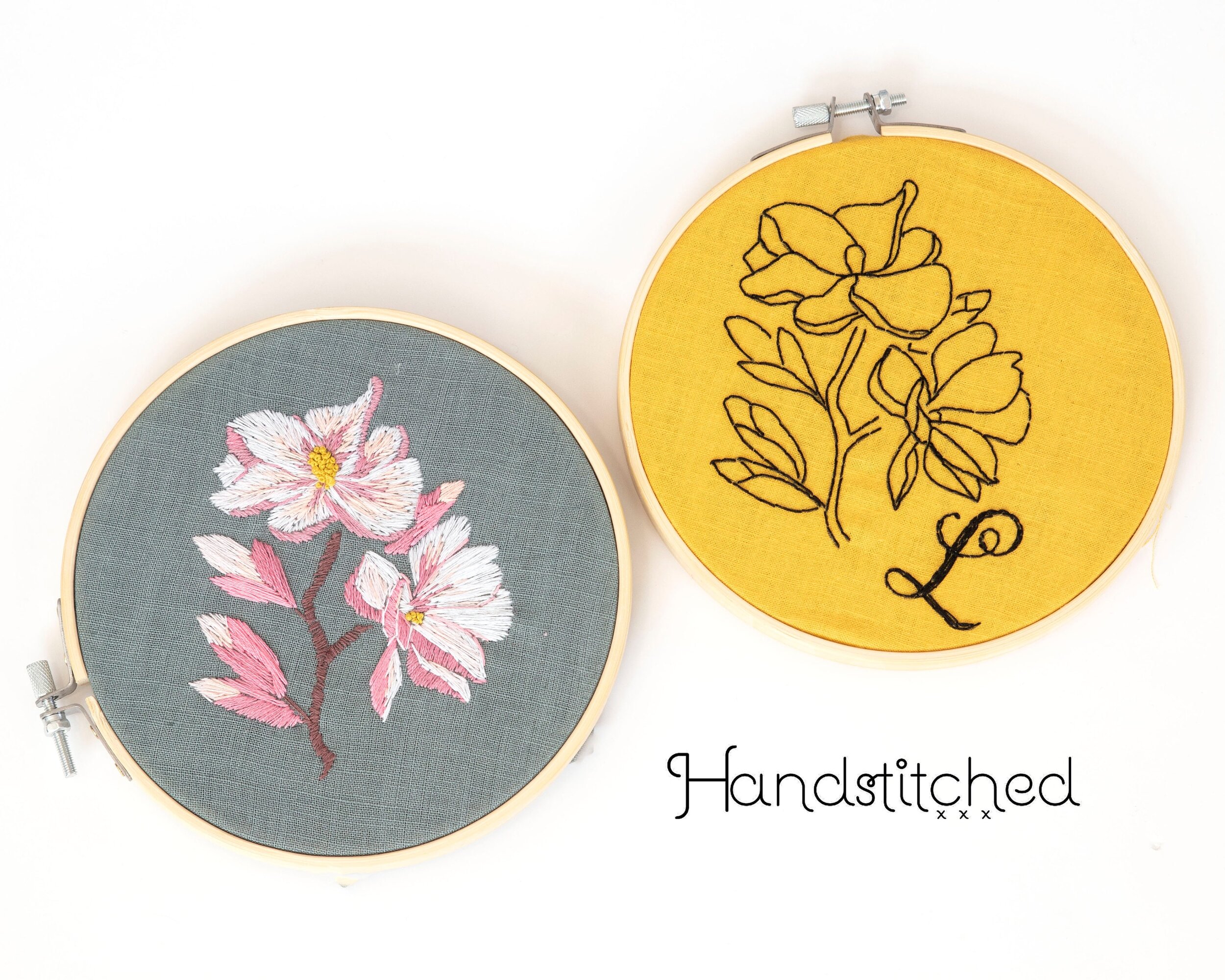 Magnolia Floral Embroidery Kit - DIY craft kit - DIY Embroidery