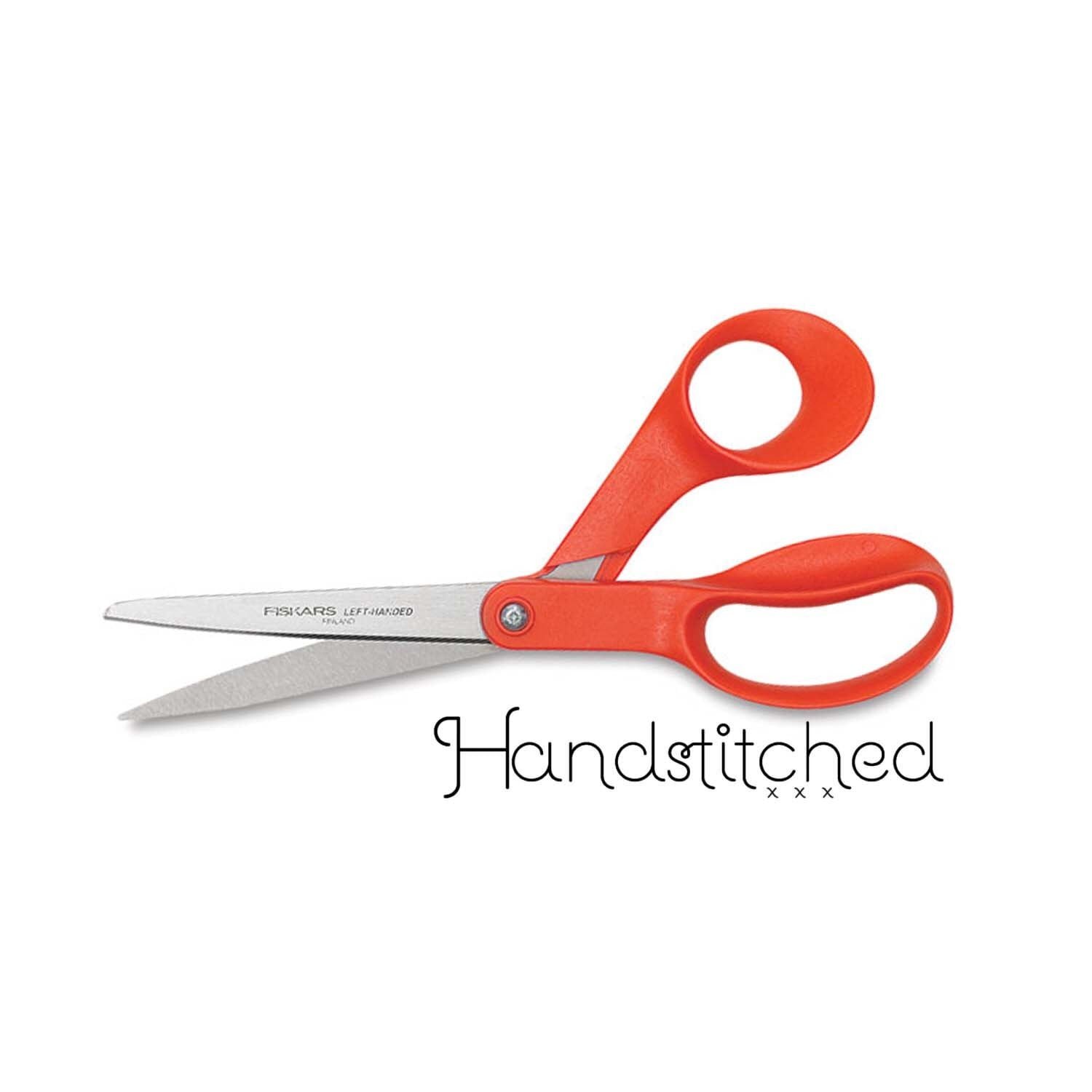 Left Handed Sewing Scissors - Fiskars scissors - red , 8 inch blades -  contour fit scissors - ships next business day — Handstitched Studio