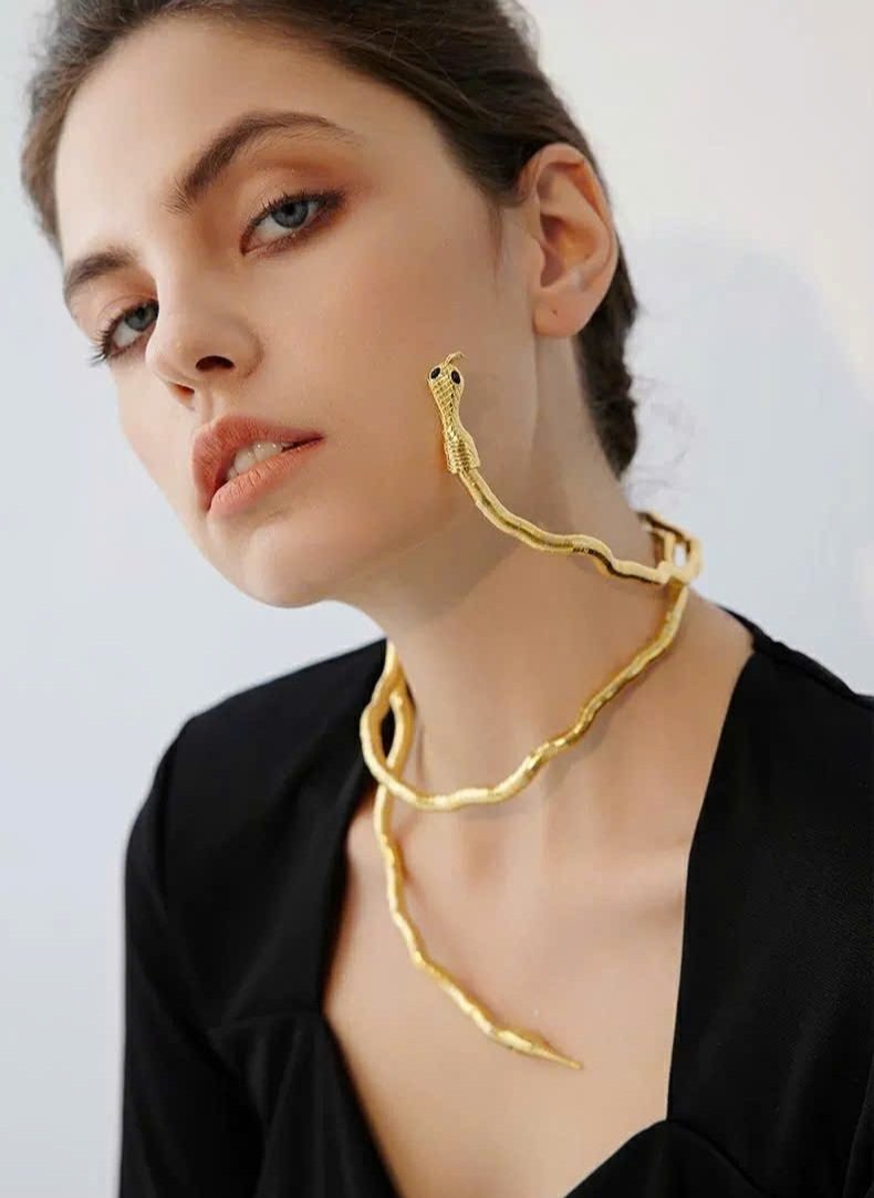 NG99. Stainless 14K Gold Plated Copper Long Adjusted Snake Necklace/Bracelet