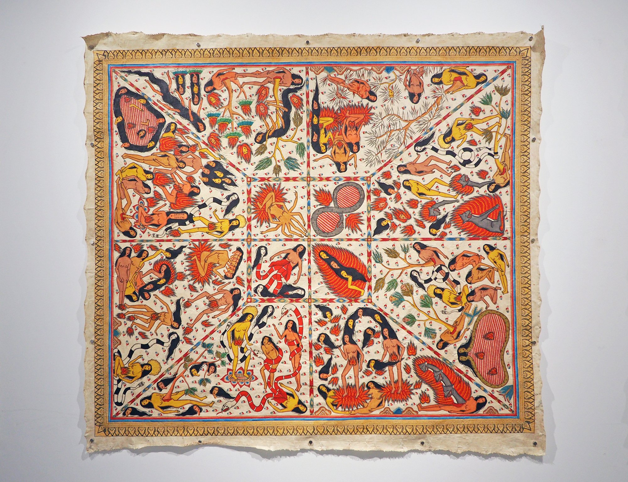 Citra Sasmita, 'Timur Merah Project VI; Valleys of Eternal Fire', 147 x 139 cm, acrylic color on Kamasan traditional canvas