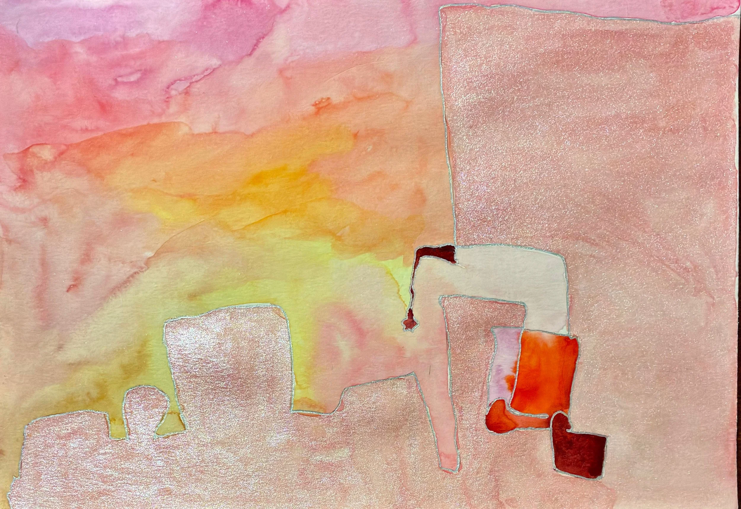 Pink City – Watercolour and pen – 210 × 297 mm
