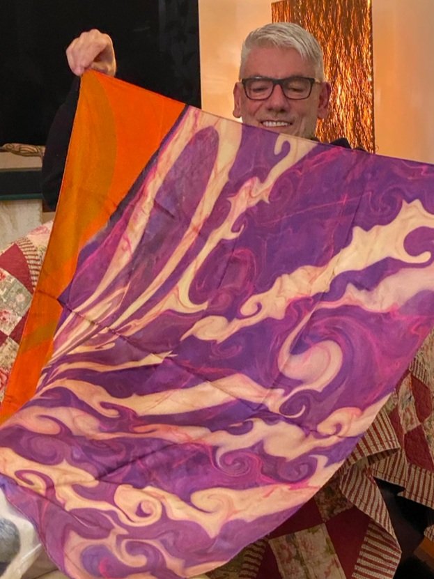 "Purple Swirl" Printed Silk 90cm x 90cm