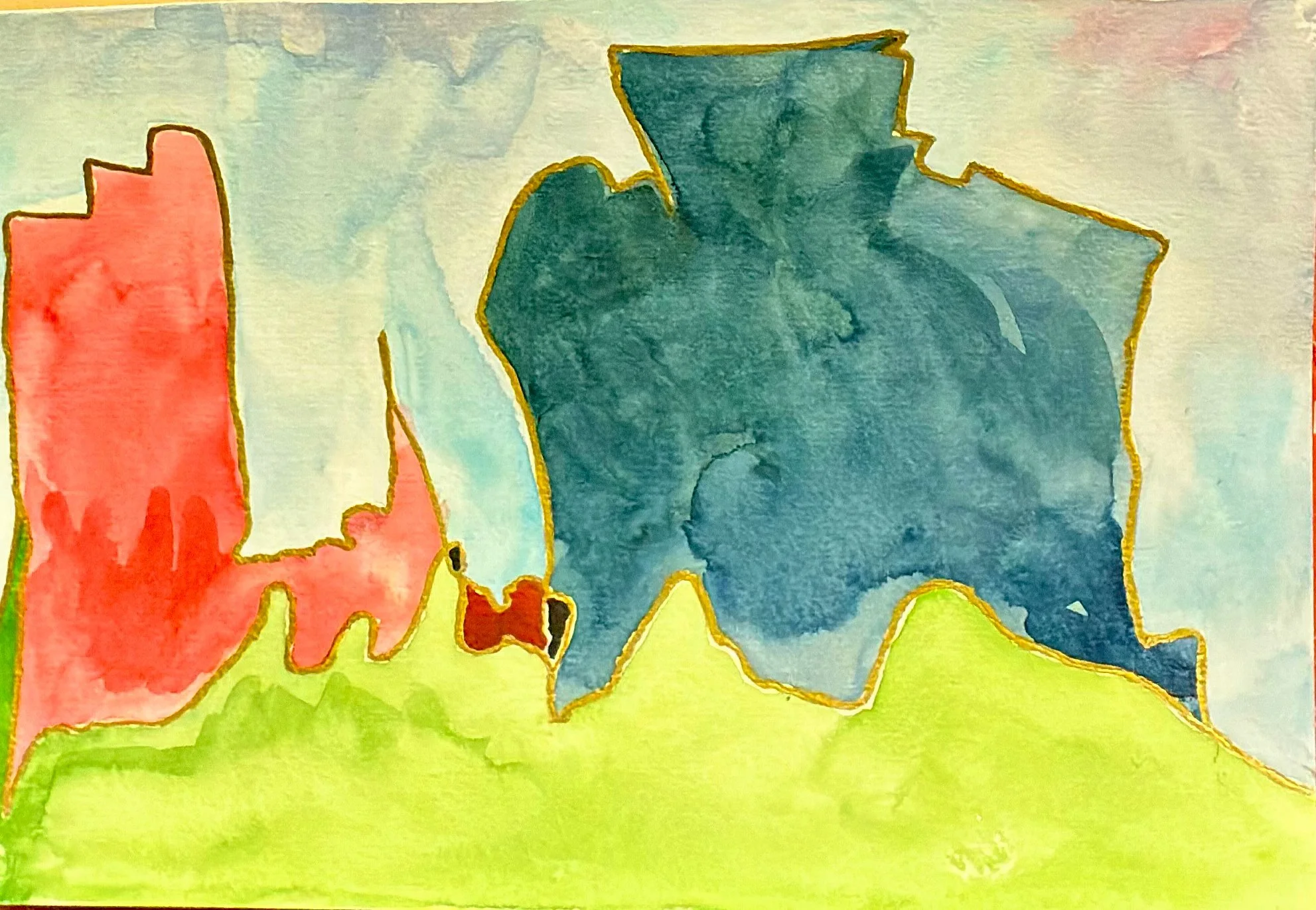 The City Holds its Shape – Watercolour and pen – 148 × 210 mm