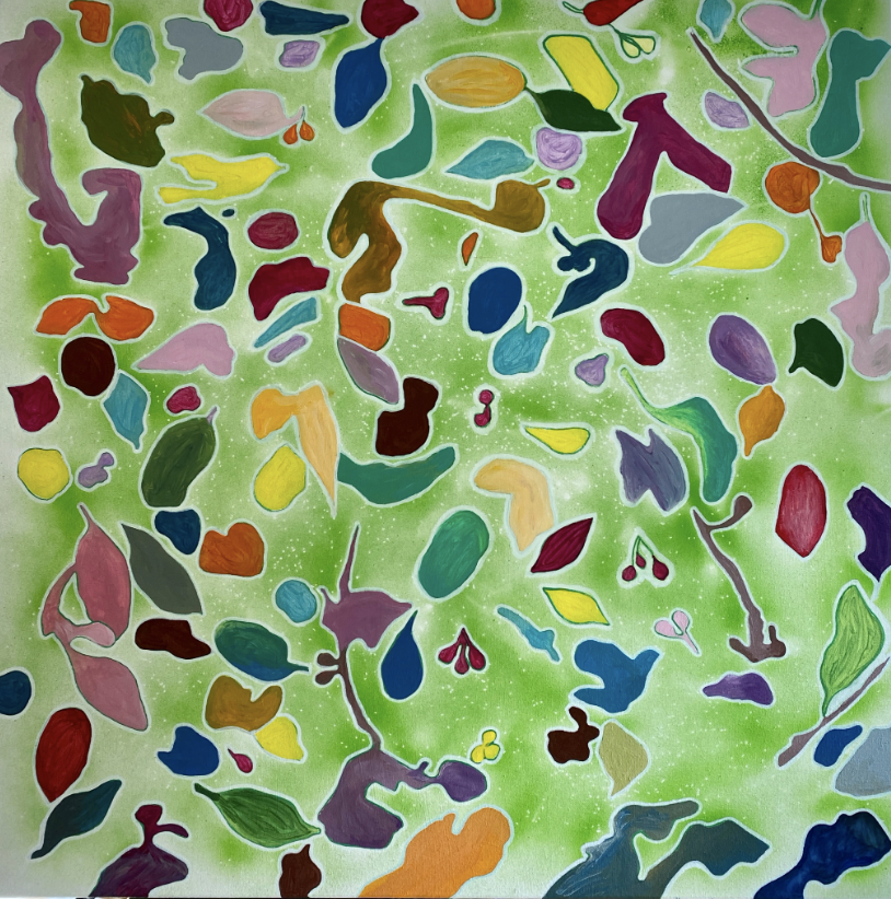 “Microcosm”. 1m x 1m acrylic on canvas. $1000.00