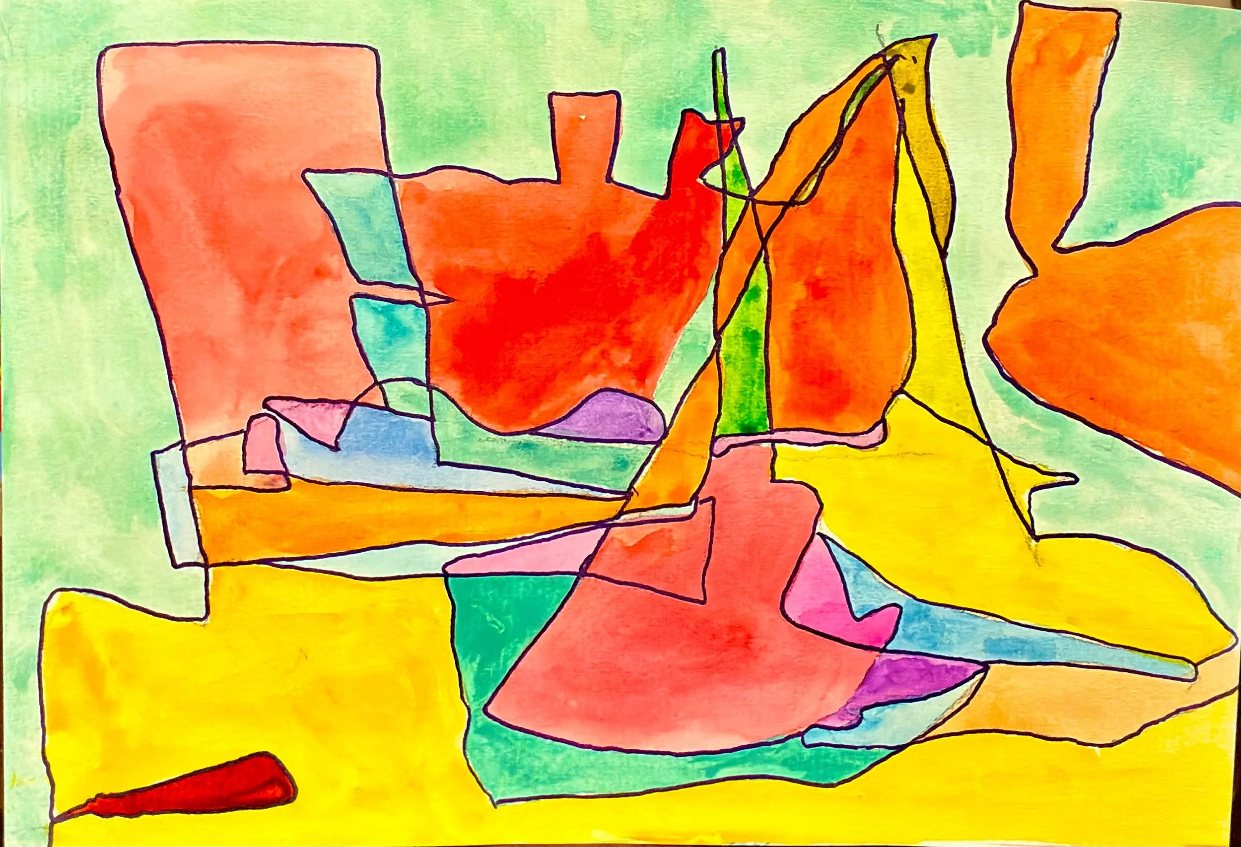 Harbour City Unguarded – Watercolour and pen – 210 × 297 mm