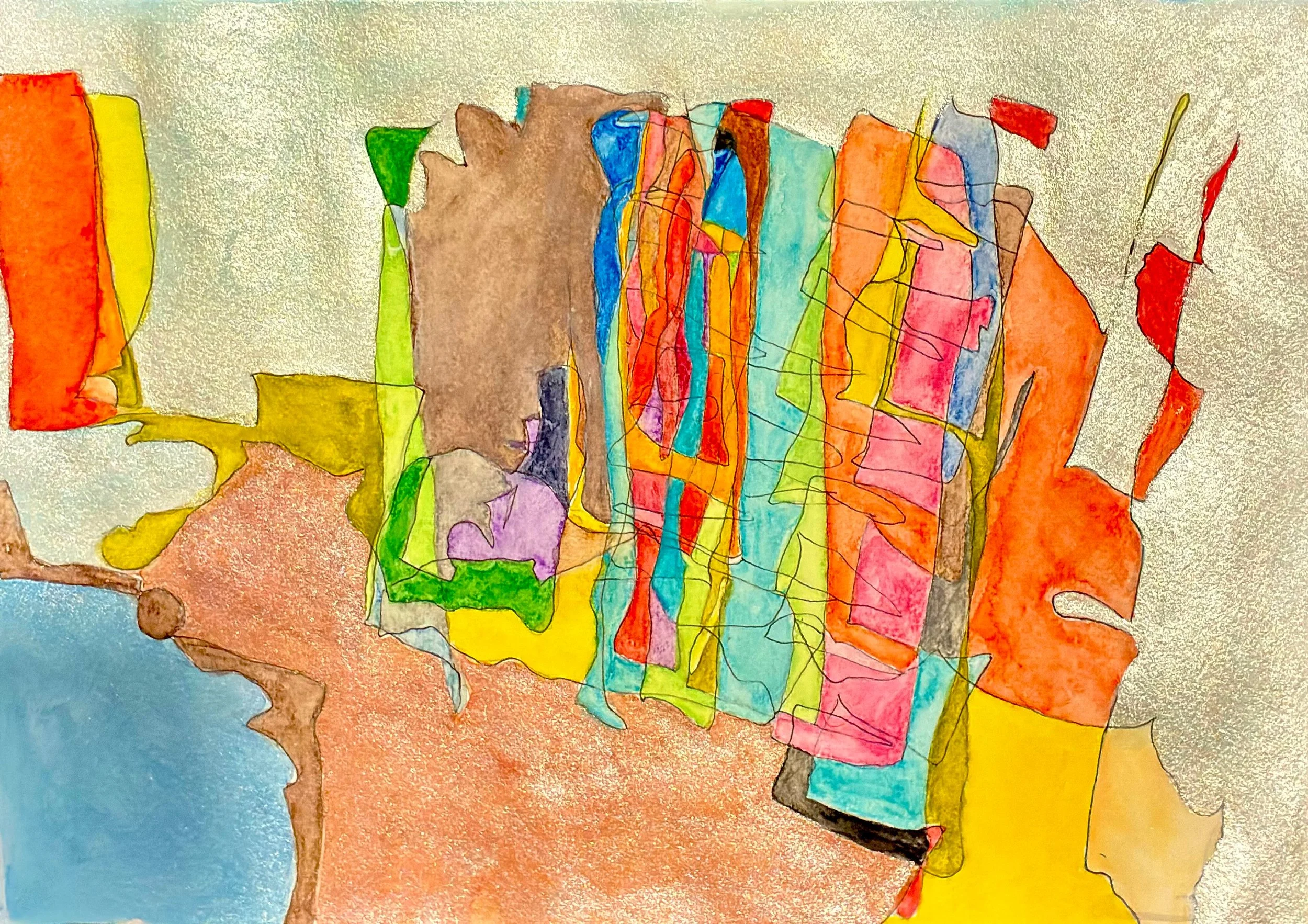 Jazz in the City – Watercolour and pen – 210 × 297 mm
