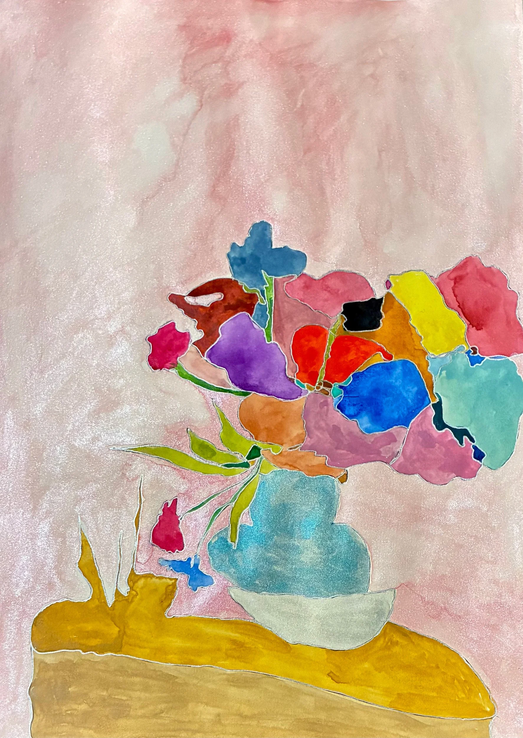 Birthday Flowers 2 – Watercolour and pen – 420 × 297 mm