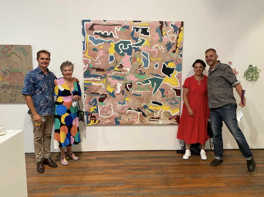 My children Andrew , Juliet and Jock were with me.
This is ‘Magical Wanderings Under the Sea’ – oil, acrylic and chalk on canvas.