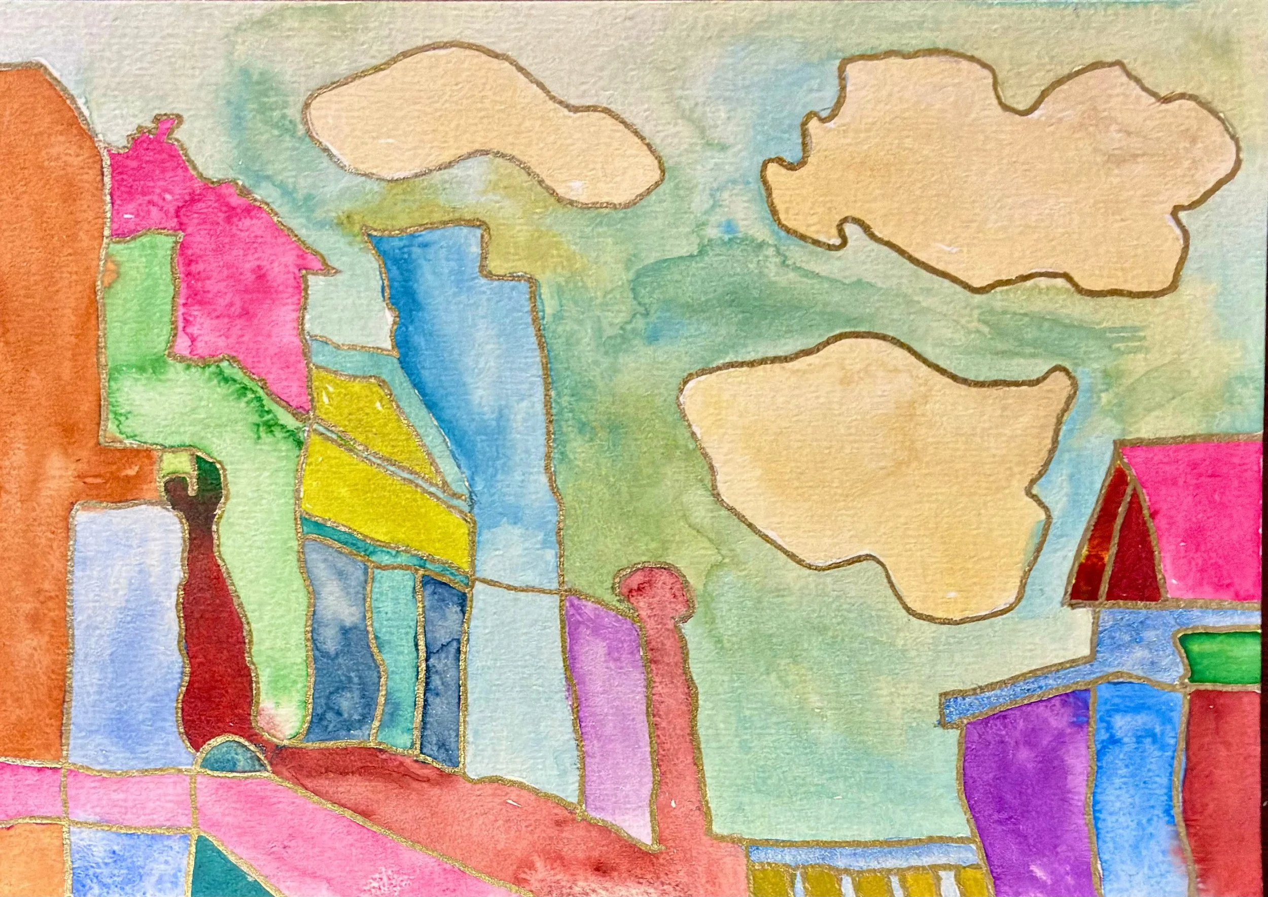 Sunday Clouds, Orwell Street – Watercolour and pen – 148 × 210 mm