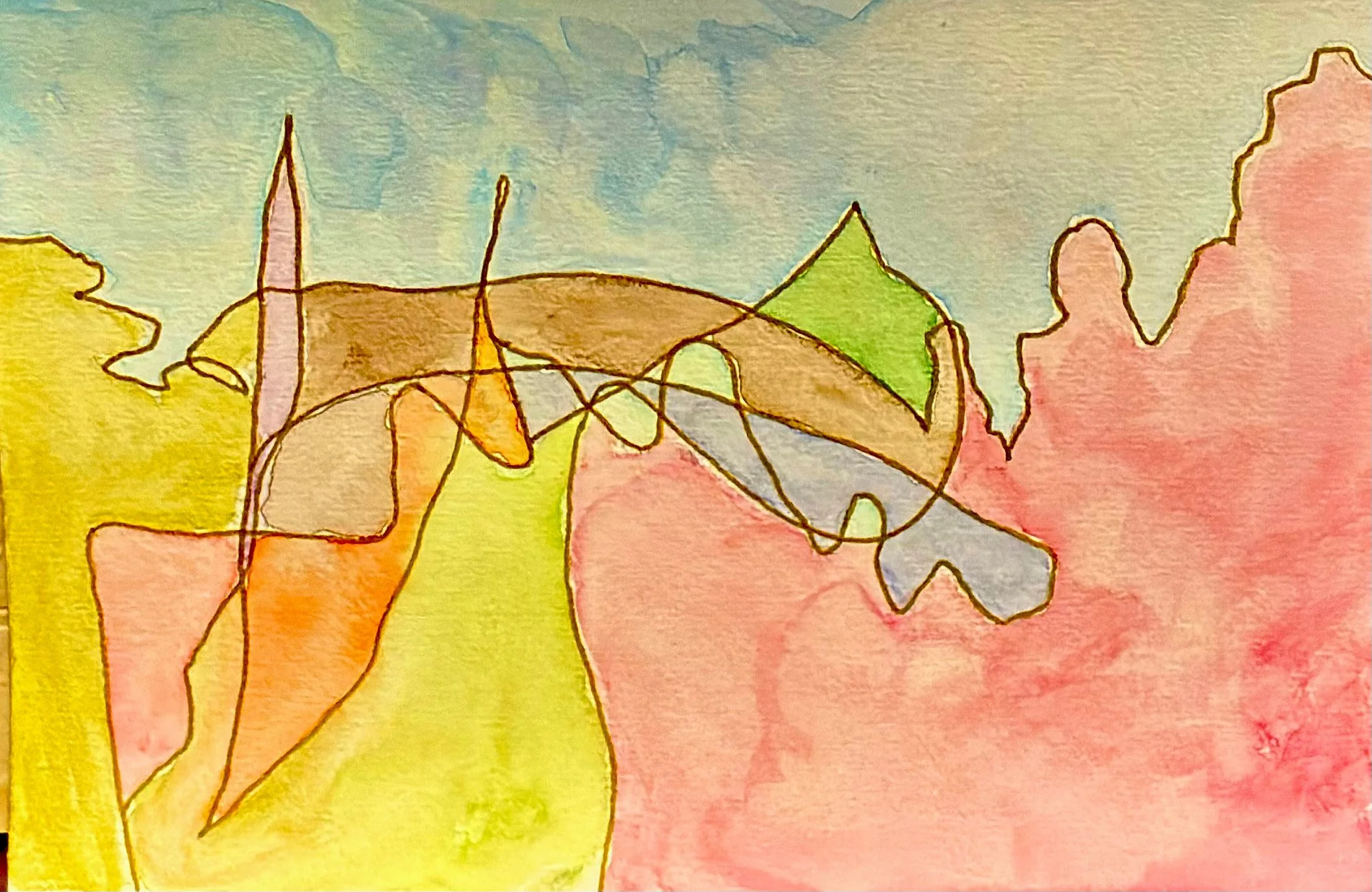 Bridge With the Other Hand – Watercolour and pen – 148 × 210 mm