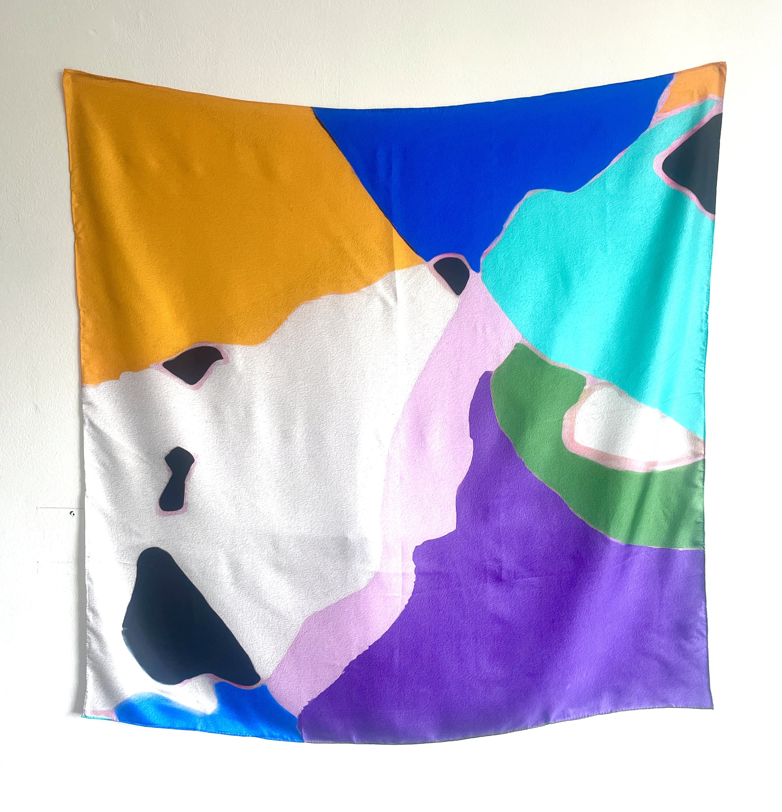 "Blue Wedge" Printed Silk 120cm x 120cm - $150