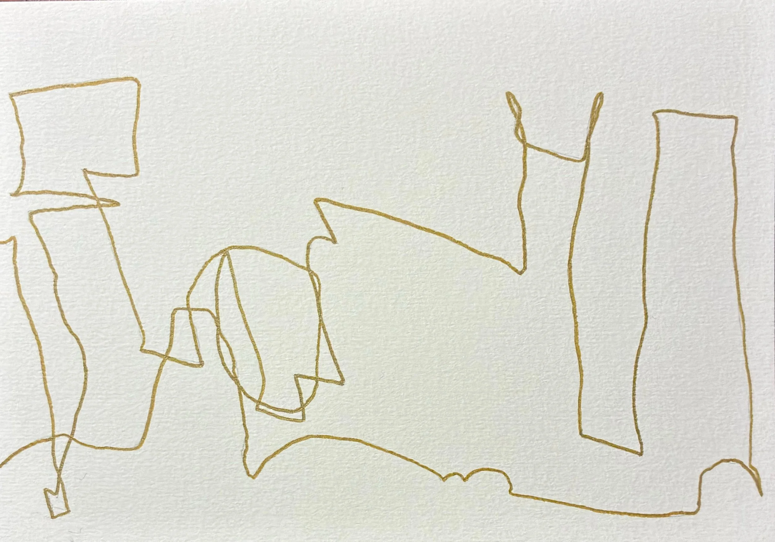 Sydney CBD Skyline from Embarkation Park – Gold pen – 148 × 210 mm