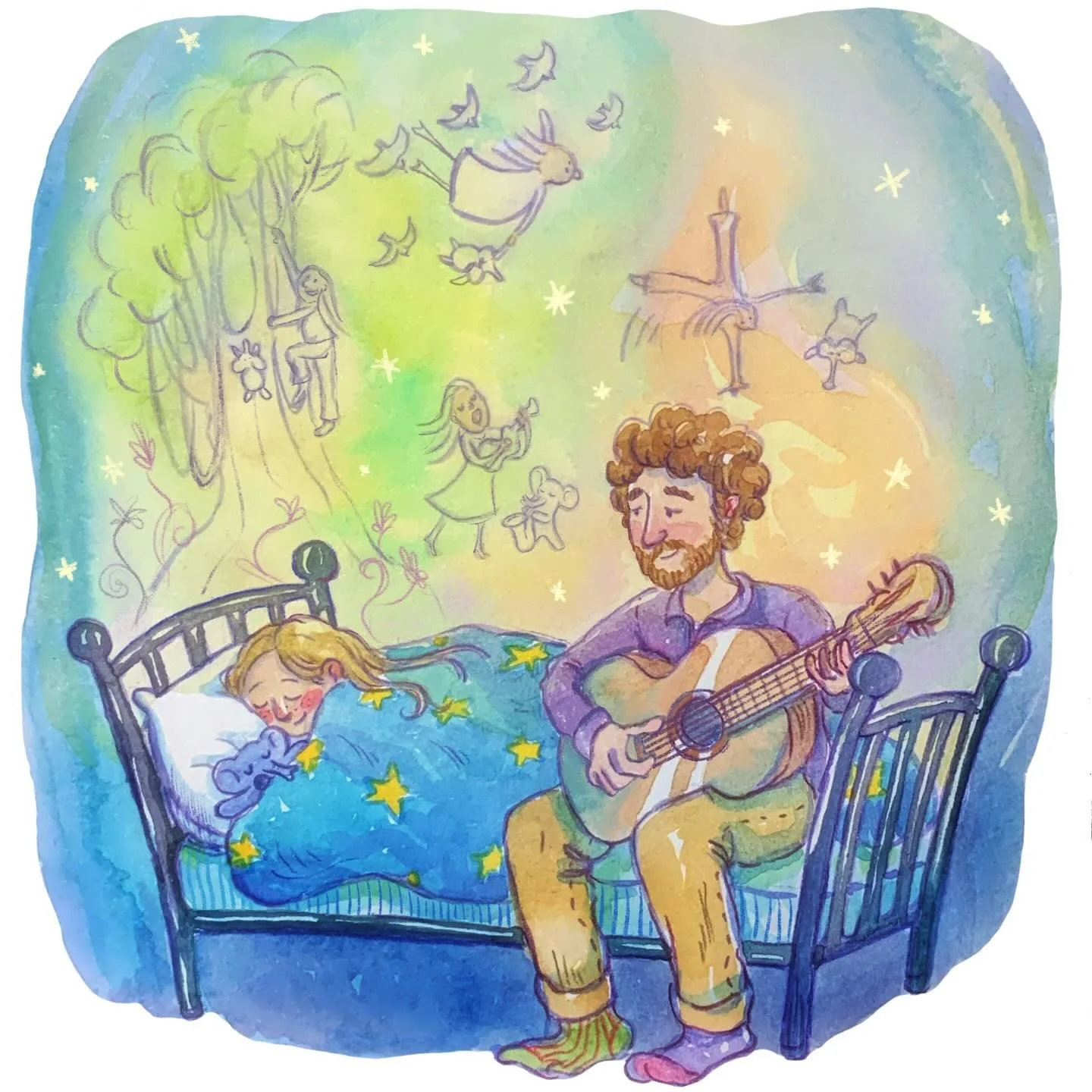 Jeg skrev en godnatsang til Carla, dengang hun stadig l&aring; i maven. Spillede den for hende n&aelig;sten hver aften de f&oslash;rste &aring;r af hendes liv. I dag er den udkommet! Jeg forestiller mig at alle instrumenterne der driver forbi i sange