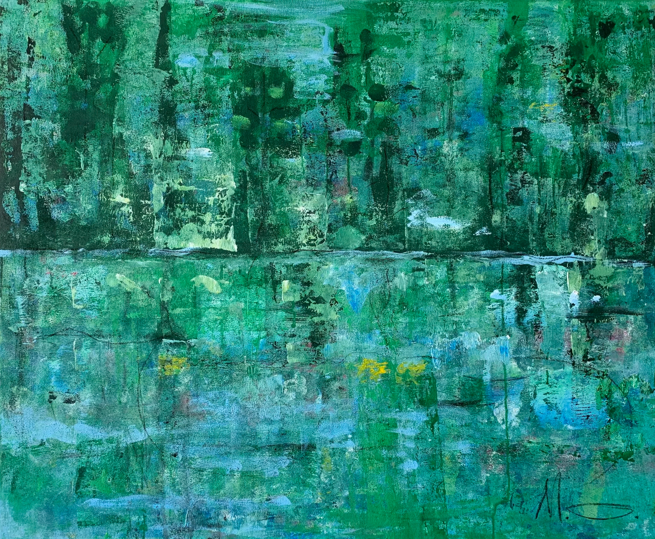 Waldteich - Acryl auf Leinwand - 120 x 100 cm - 2022