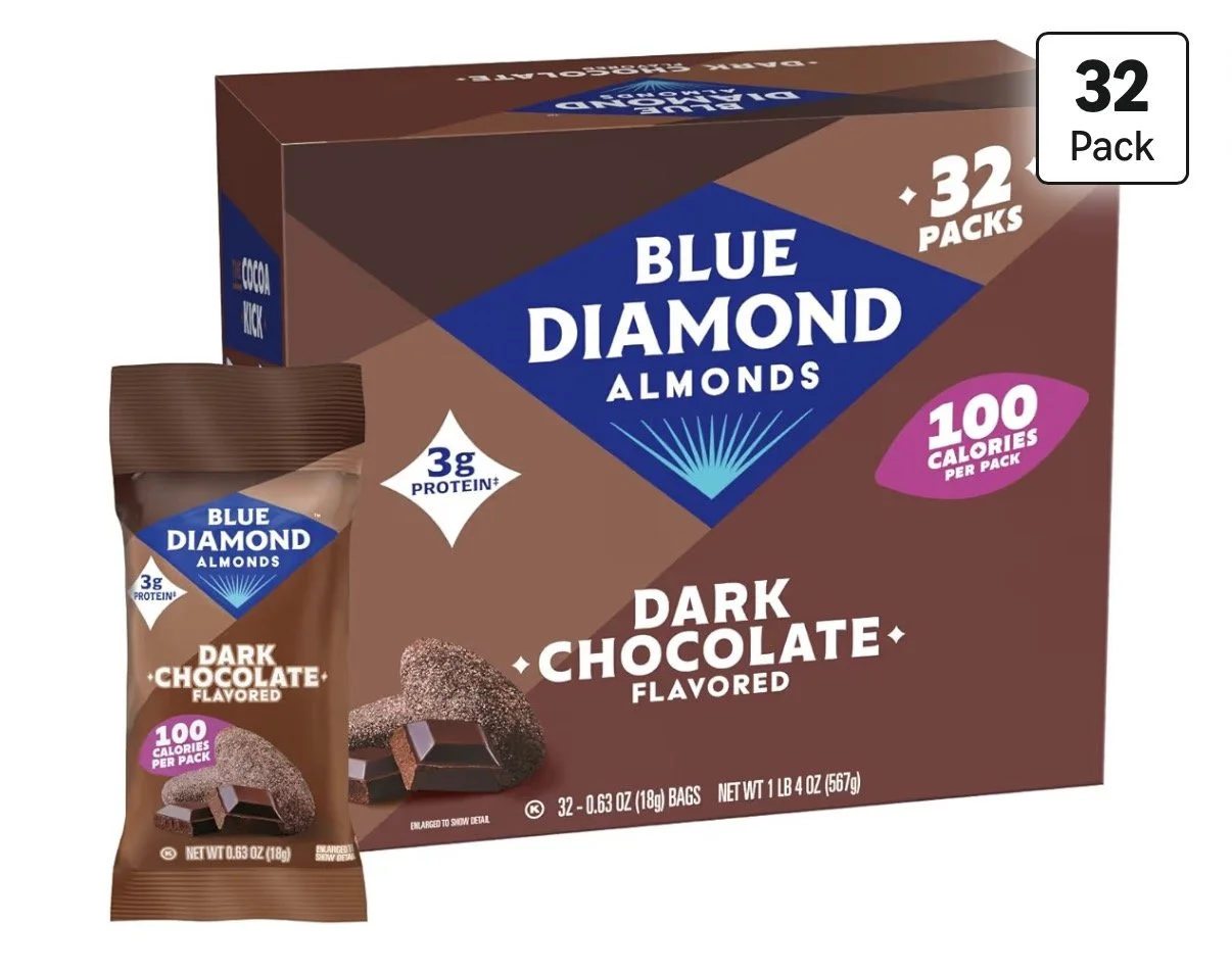 Blue Diamond Dark Chocolate Cocoa Dusted Almonds, 100 Calorie Packs (Pack of 32)