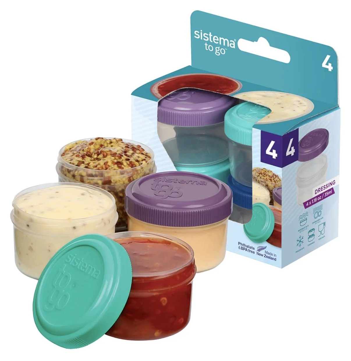 Sistema 4-Piece Salad Dressing / Condiment Containers
