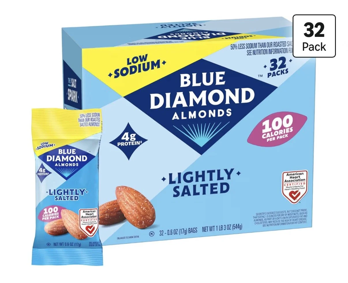 Blue Diamond Lightly Salted Almonds, 100 Calorie Packs (Pack of 32)