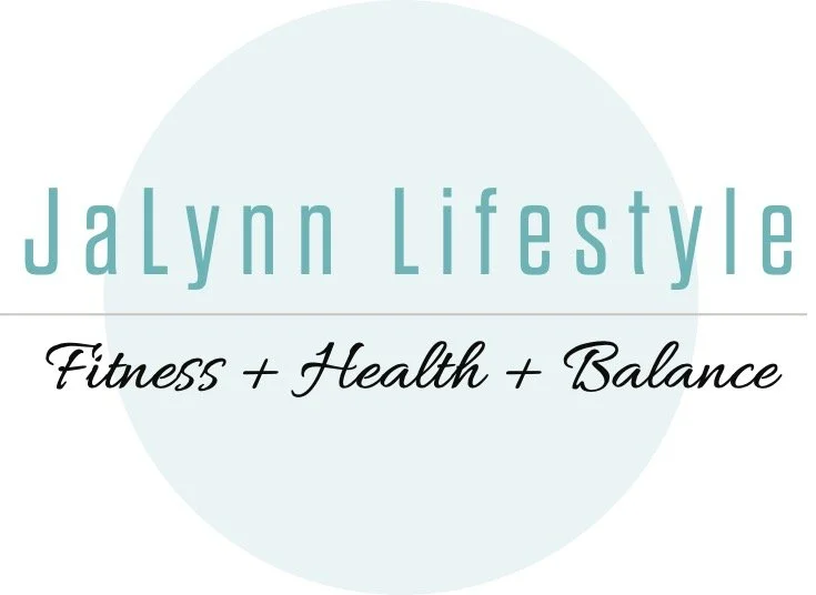 Logo for Jalynn Lifestyle with the tagline Fitness, Health, Balance.