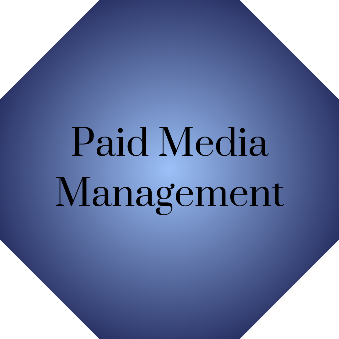 Image Of Blue Circle Highlighting Paid Media Management At Embeance Marketing & Design Based Out Of Columbus GA & Auburn Alabama.