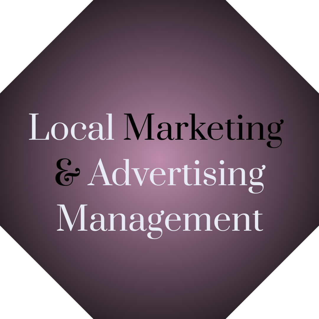 Gradiant Pink & Black Hexagon Highlighting Local Marketing & Advertising Management Services At EmBeance Marketing & Design based out of Columbus GA and Auburn Alabama while primarily servicing the Atlanta Georgia Business Market.