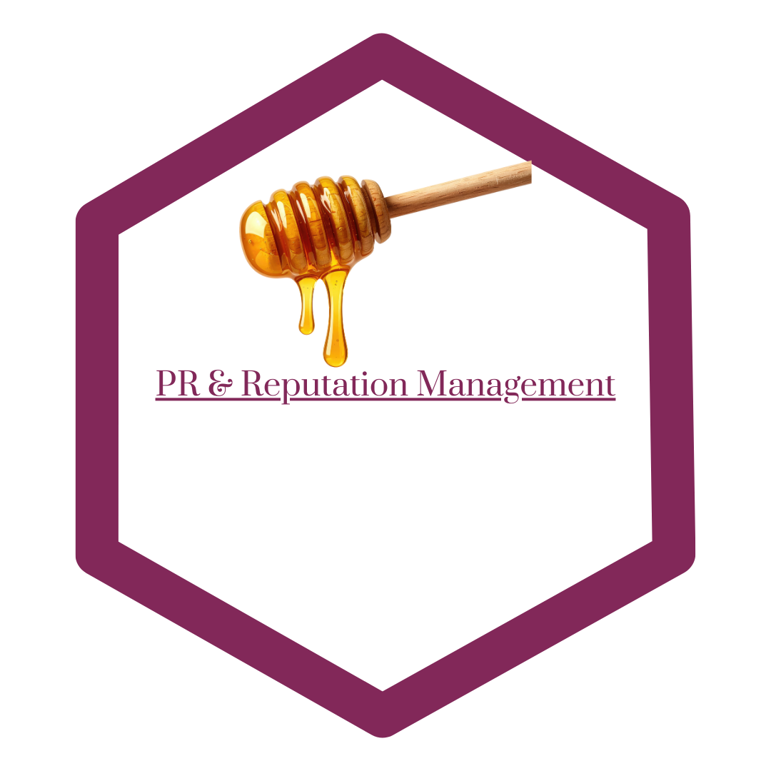 HoneyComb with Honey Stick Dripping with Honey Highlighting PR & Reputation Management Services At EmBeance Marketing & Design Based Out Of Columbus GA & Auburn Alabama