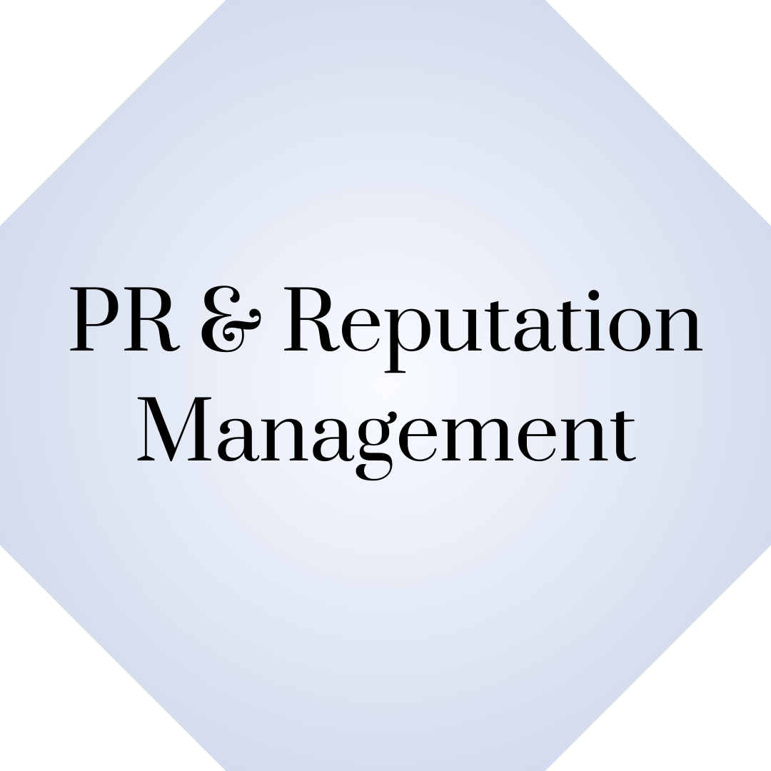 Silver Blue Hexagon Highlighting PR & Reputation Management Services At EmBeance Marketing & Design Based Out Of Columbus GA & Auburn Alabama