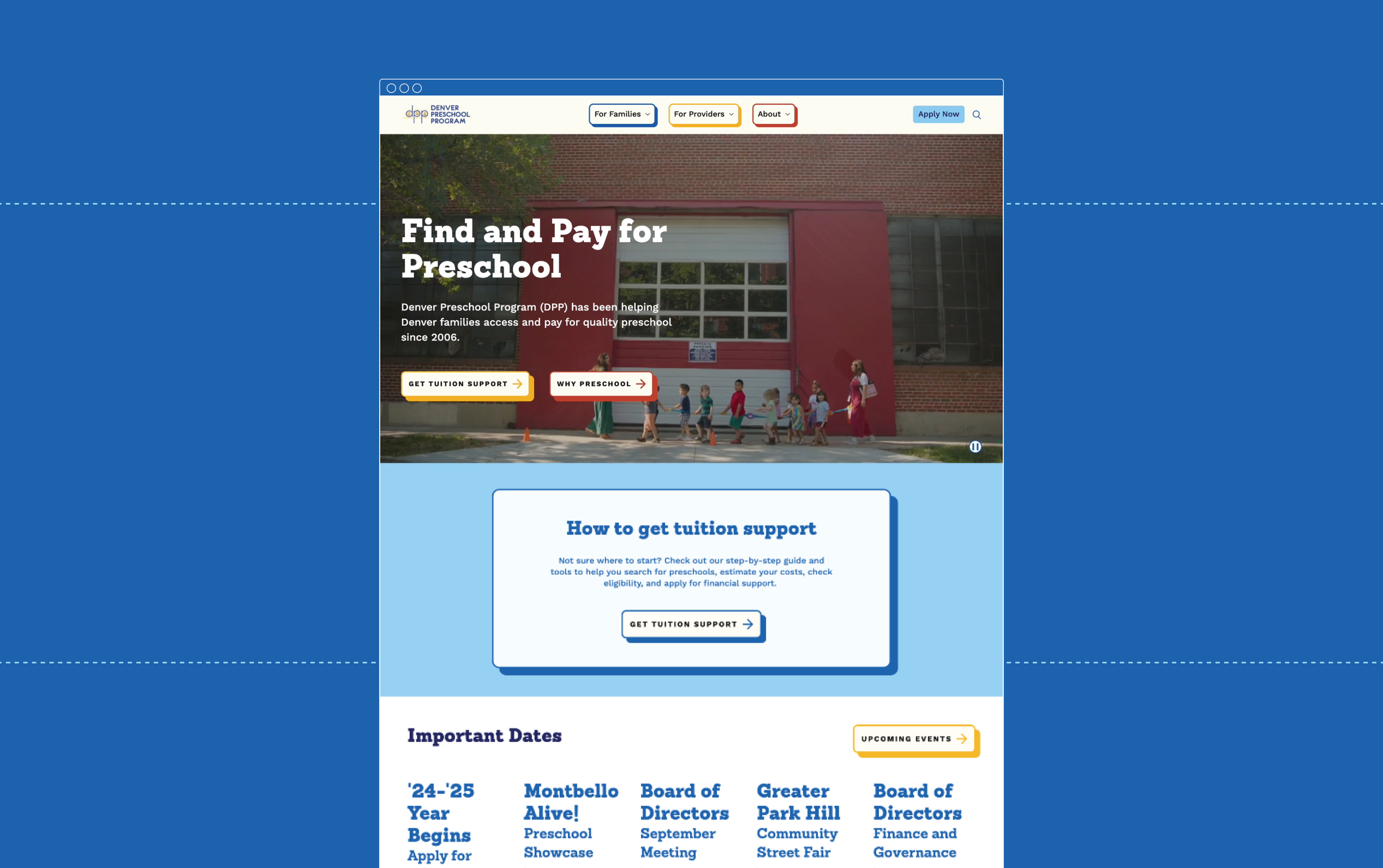 Screenshot of Denver Preschool Program website homepage