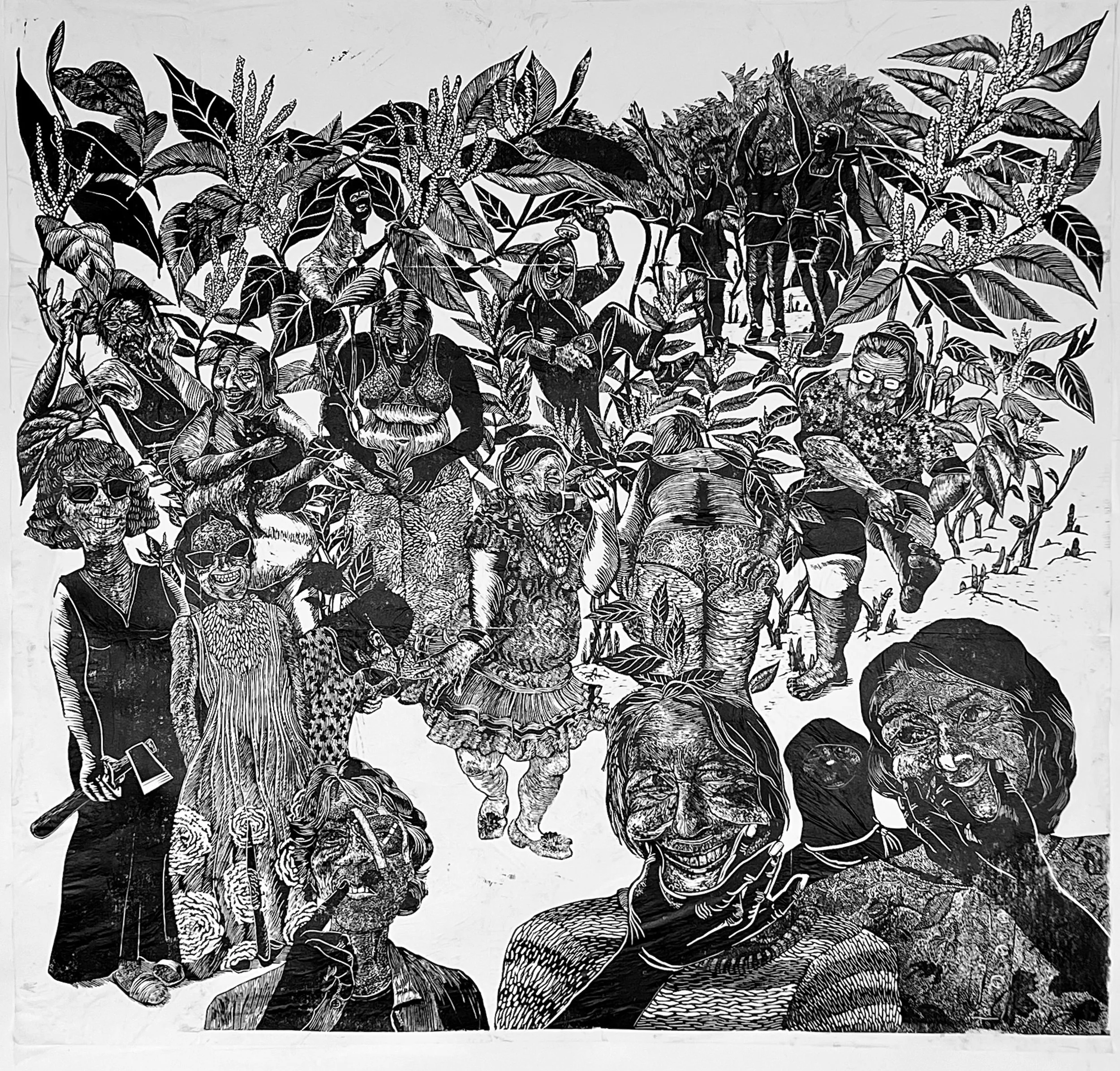Smile While You Disappear, Linoprint 95 x 84 cm 