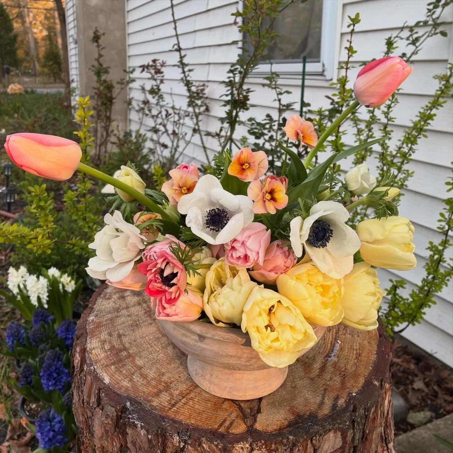 Made this arrangement last week with some leftover stems 🩷 

Fun fact: I tried to use a flower frog for this, but got pissed off and gave up 😂 I&rsquo;m always tinkering around &amp; working to improve my design skills. I still need some practice w