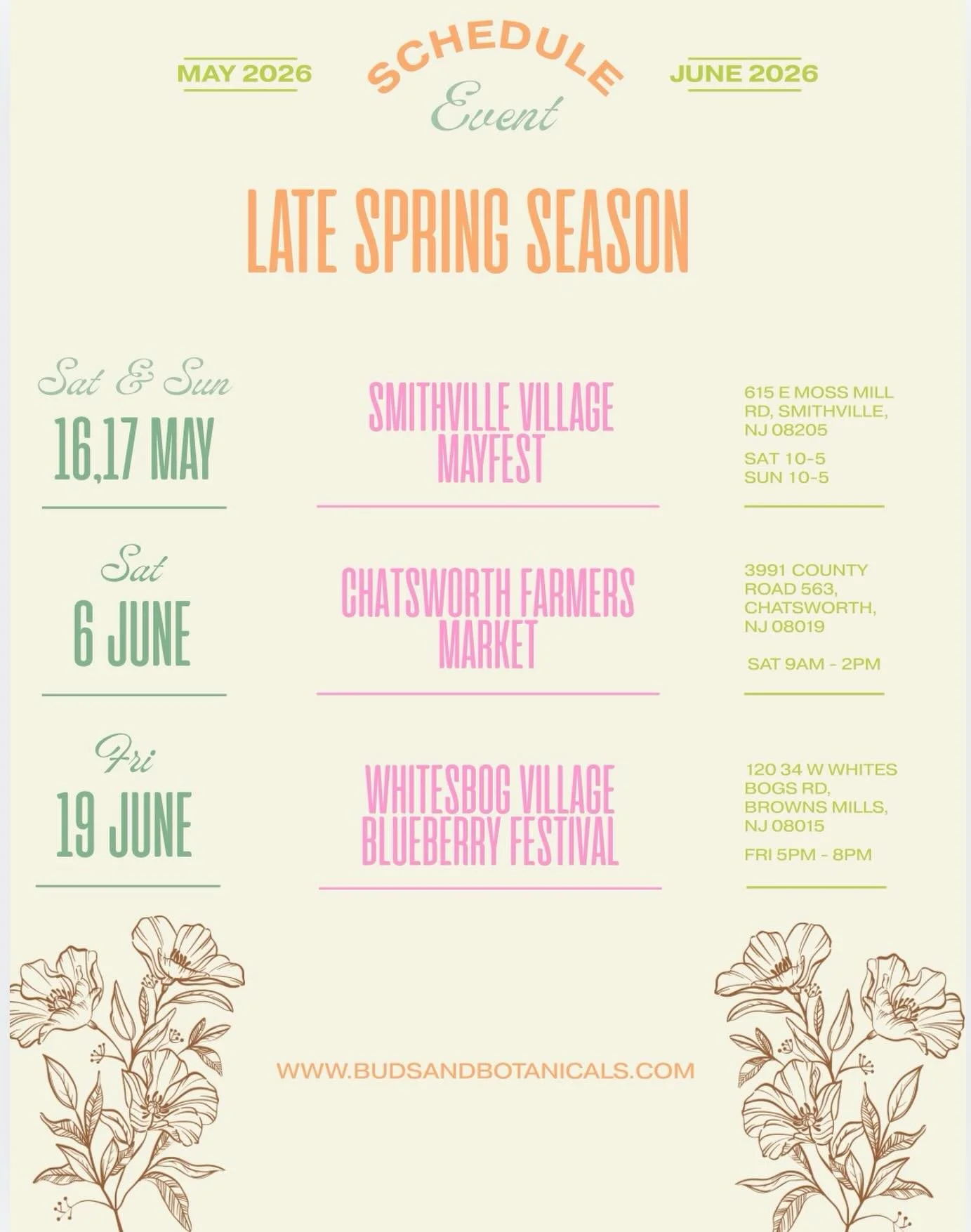 How is it already May?!🦋
This Spring has flown by. We had so much fun at our March &amp; April events, we just have to do some more!

Come visit us at these upcoming markets &amp; festivals throughout the late Spring season and treat yourself to far