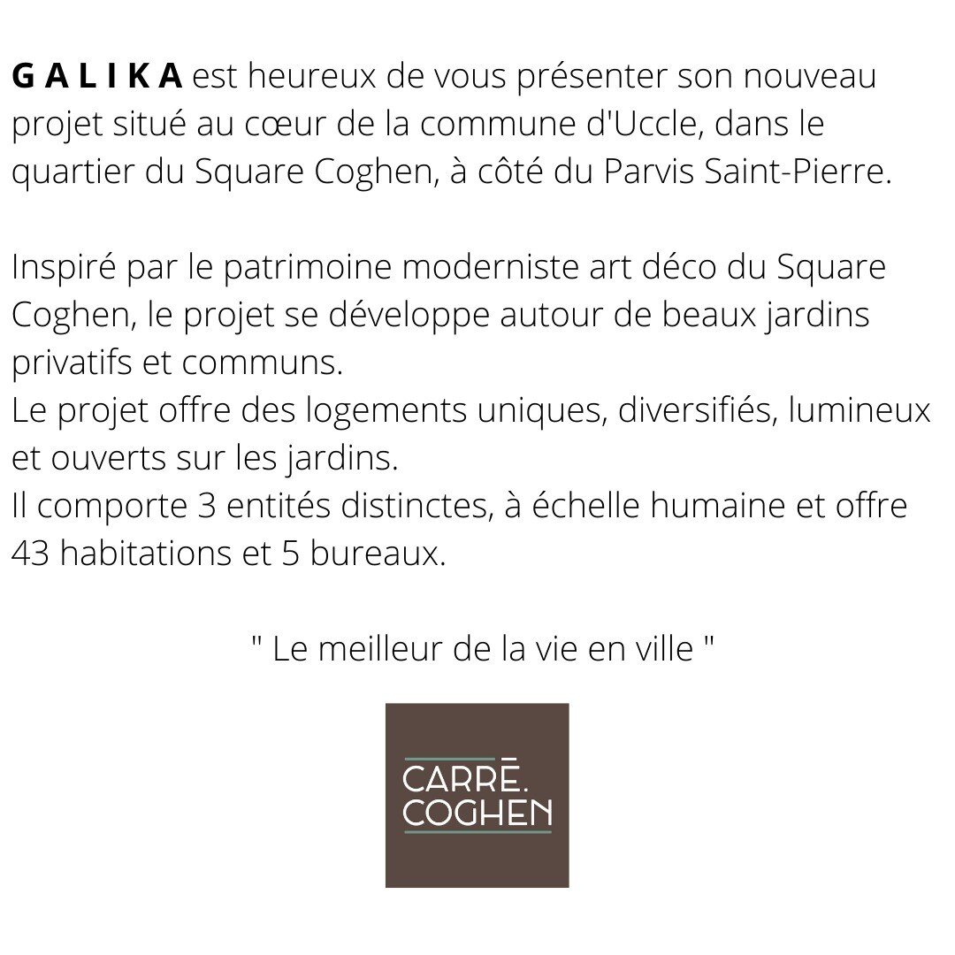 CARRE COGHEN 
#immobilierneuf #uccle #coghen #galika